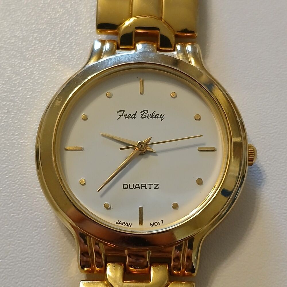 Vintage 90s Fred Belay Gold Tone Women’s Quartz Watch - Japan Movt 7.25" Wrist